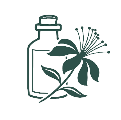Herbal tincture bottle and leaf icon
